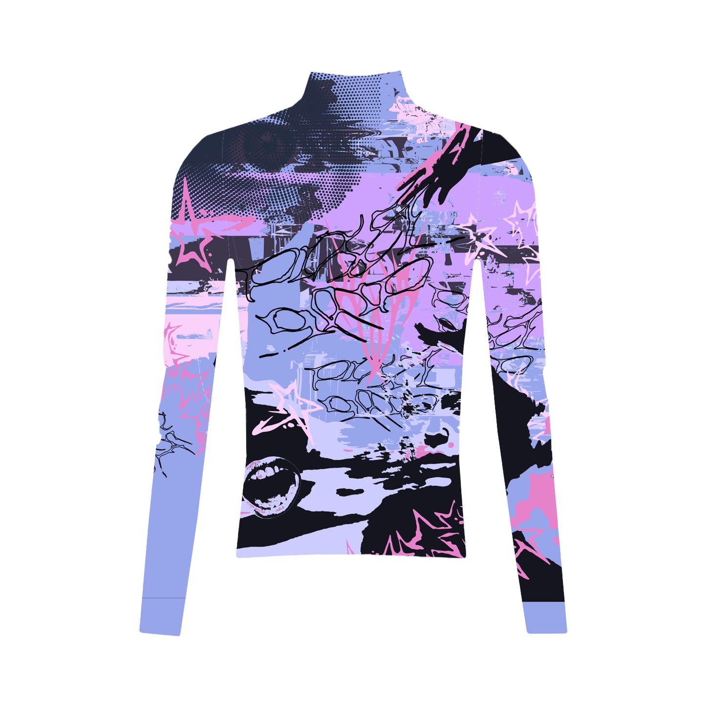 Purple/Pink Mesh Turtleneck Long Sleeve