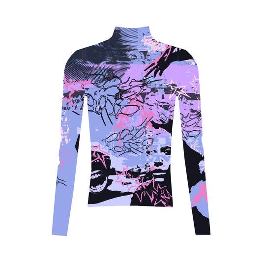Purple/Pink Mesh Turtleneck Long Sleeve